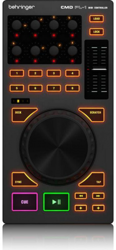 BEHRINGER CMD PL-1 MIDI контроллер в DJ дэки с jog-колесом со встроенным USB хабом на 4 порта, переключателем дэки и регуляторам