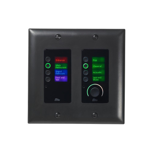 BSS EC-8BV-BLK-EU Ethernet панельный контроллер с 8 кнопками и регулятором уровня, чёрный