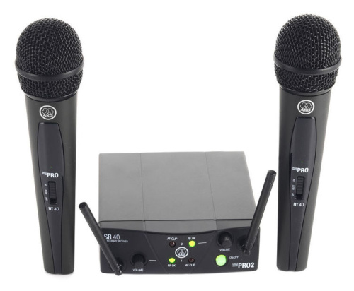 AKG WMS40 Mini2 Vocal Set вокальная радиосистема US45AC  с приёмником SR40 Mini Dual и двумя ручными передатчиками фото 2