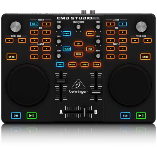 BEHRINGER CMD STUDIO 2A MIDI контроллер для DJ на 2 деки, со встроенным 4 канальным аудио интерфейсом
